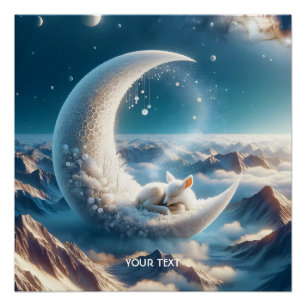 Poster Imaginaire Bébé mignon Cerf Lune