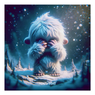 Poster Imaginaire Bébé mignon Yeti hiver