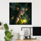 Poster Imaginaire Belle forêt verte Fée 1 (Bureau à domicile)