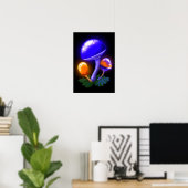Poster Imaginaire Blancs Dapperling Orange & Champignons  (Bureau à domicile)