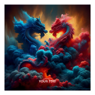 Poster Imaginaire Bleu Rouge Bleu mignon