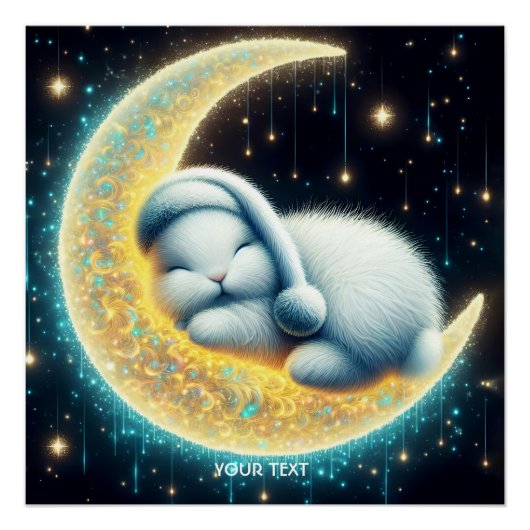 Poster Imaginaire Cute Bunny Crescent Lune (Devant)