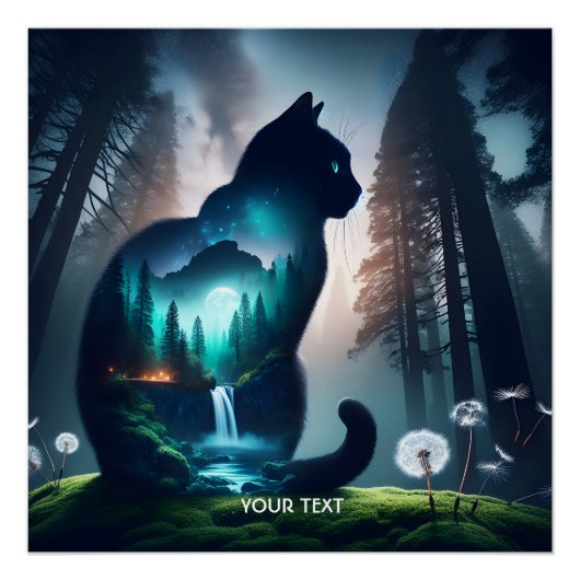 Poster Imaginaire Cute Chat Double Exposition (Devant)