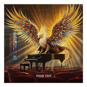 Poster Imaginaire Cute Griffon Jouer Piano