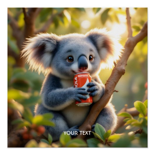 Poster Imaginaire Cute Koala Boissons Arbre (Devant)