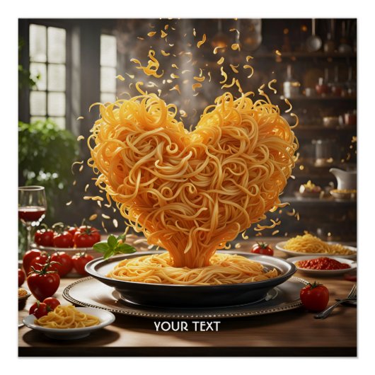 Poster Imaginaire Cute Spaghetti Plaque de coeur (Devant)