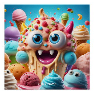 Poster Imaginaire Cute Vivid Crème de glace drôle Créatur
