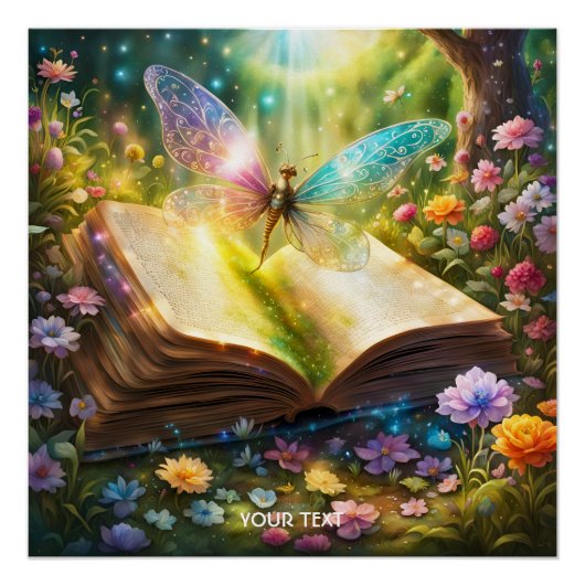 Poster Imaginaire Cute Vivid Papillon Livre Forêt (Devant)