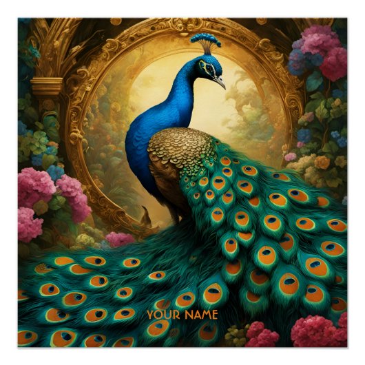 Poster Imaginaire Cute Vivid Romantic Peacock Portrait (Devant)