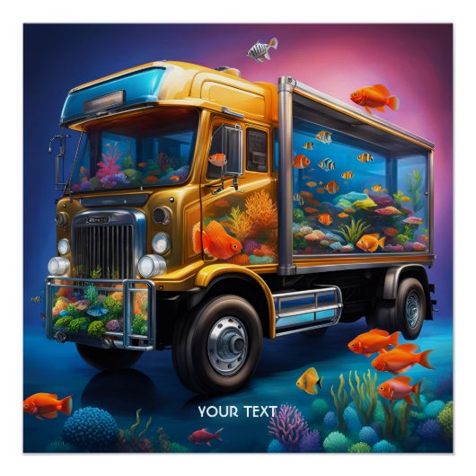 Poster Imaginaire Cute Vivid Truck Aquarium Poisson (Devant)