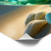 Poster Imaginaire Cute Vivid Turtle Vagues de Mer (Coin)