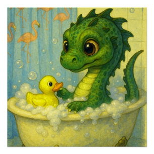 Poster Imaginaire de bain bulle de serpent de mer de bébé