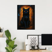 Poster Imaginaire de chat noir en verre tendu (Bureau à domicile)