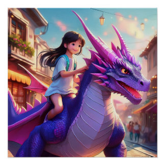 Poster Imaginaire de dragon violet