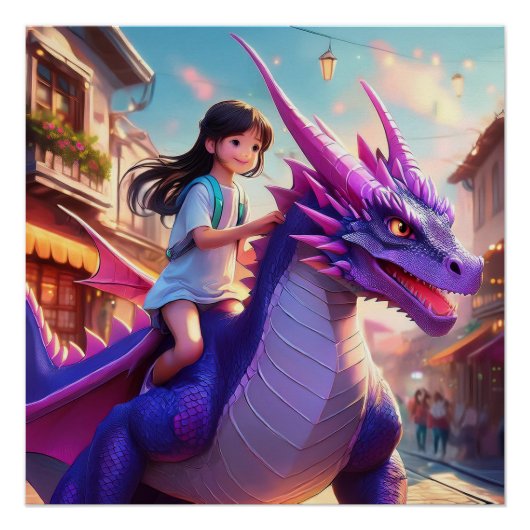 Poster Imaginaire de dragon violet (Devant)