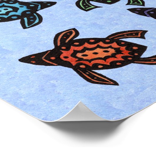 Poster Imaginaire de groupe Tortues Abstraites Coques col (Coin)