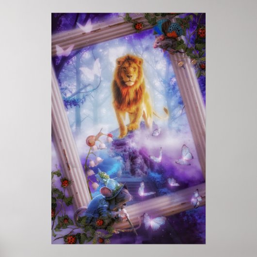 Poster Imaginaire de lions de forêt enchantée (Devant)