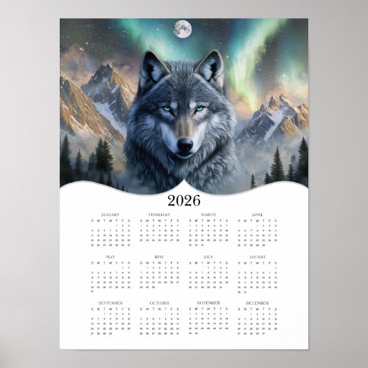 Poster imaginaire de loup céleste 2026 Art Calendrier de  (Devant)