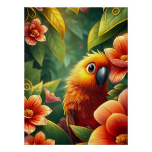 Poster Imaginaire de perroquet orange