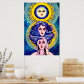 Poster Imaginaire des soeurs célestes art numérique Abstr (Cuisine)