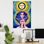 Poster Imaginaire des soeurs célestes art numérique Abstr (Bureau à domicile)