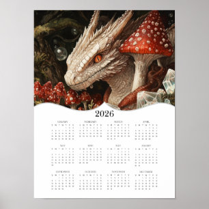 Poster imaginaire Dragon de 2026 - Calendrier de l'année 