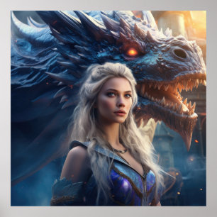 Poster Imaginaire Dragon Queen — Epic Warrior Woman et Dr