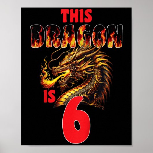 Poster Imaginaire Dragon Thème Pour Enfants À 6 Anniversa (Devant)