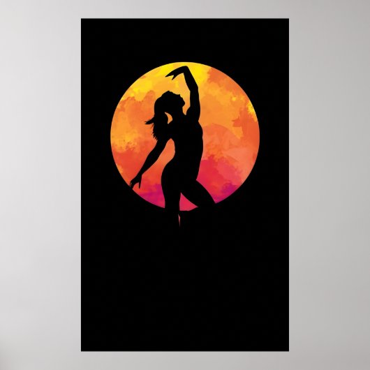 Poster Imaginaire d'une fille dansant ballet la nuit sous (Devant)