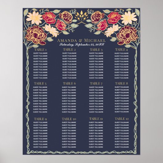 Poster Imaginaire Enchanté Jardin Mariage Seating Chart (Devant)