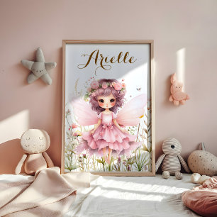 Poster Imaginaire Fairy fleur sauvage pastel