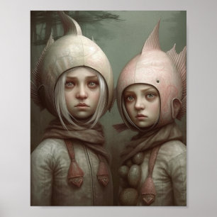 Poster Imaginaire Fairy Tale Enfants Avec Casquettes De P