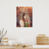 Poster Imaginaire femme portrait cerf (Cuisine)