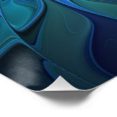 Poster Imaginaire Fleur Bleue Motif, Art Fractal Abstrait (Coin)