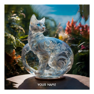 Poster Imaginaire Fleurs de chats en verre vif
