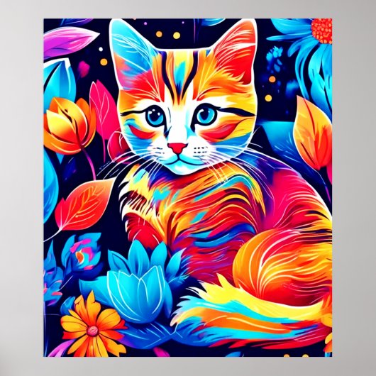 Poster Imaginaire floral Feline (Devant)