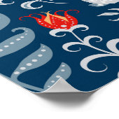 Poster Imaginaire folklorique : licornes, lapins, oiseaux (Coin)