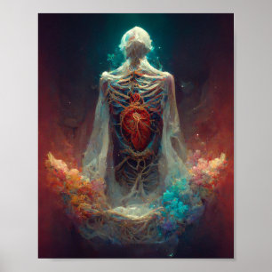 Poster Imaginaire foncé et croissant du corps science-fic