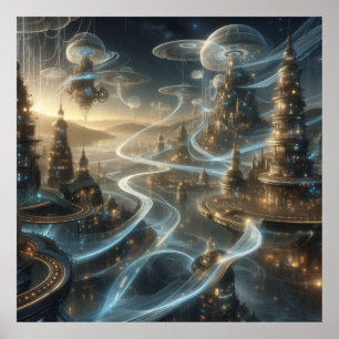 Poster Imaginaire futuriste Space City Streams