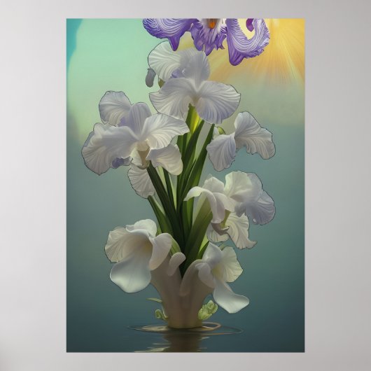 Poster Imaginaire gros Iris blancs (Devant)