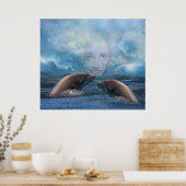 Poster Imaginaire Indigo enfant et dauphin (Cuisine)