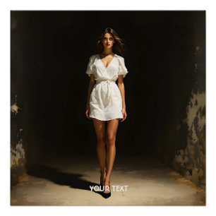 Poster Imaginaire jolie robe blanche fille