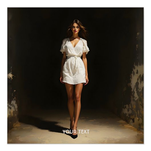 Poster Imaginaire jolie robe blanche fille (Devant)