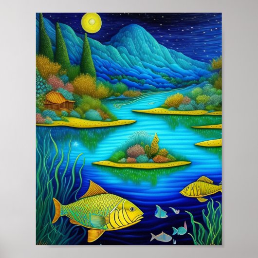 Poster Imaginaire Lake Fish Art (Devant)