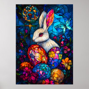 Poster Imaginaire lapin de Pâques en verre tendu