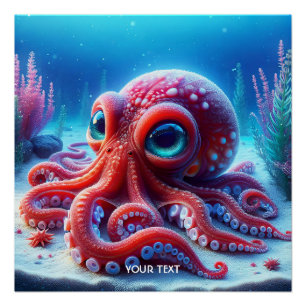Poster Imaginaire Mare Rouge octopus