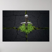 Poster Imaginaire Médiéval Épée Verte Clover Nature Renai (Devant)