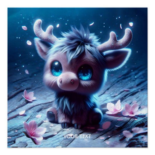 Poster Imaginaire mignon Bébé joyeux Moose (Devant)