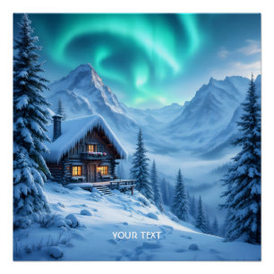 Poster Imaginaire mignon Cabine d'hiver nord