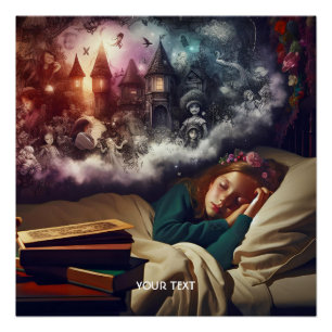 Poster Imaginaire mignon Dormir fille rêve